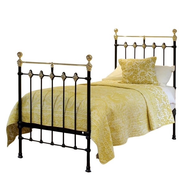 Black Antique Single Bed with Rosettes MS76