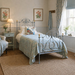 3ft Wide Single Antique Bed in Blue Verdigris MS82