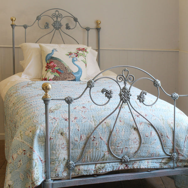 Single Antique Bed in Blue Verdigris