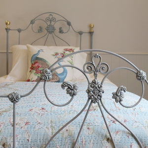 Single Antique Bed in Blue Verdigris