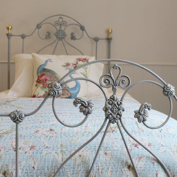 Single Antique Bed in Blue Verdigris
