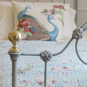 Single Antique Bed in Blue Verdigris