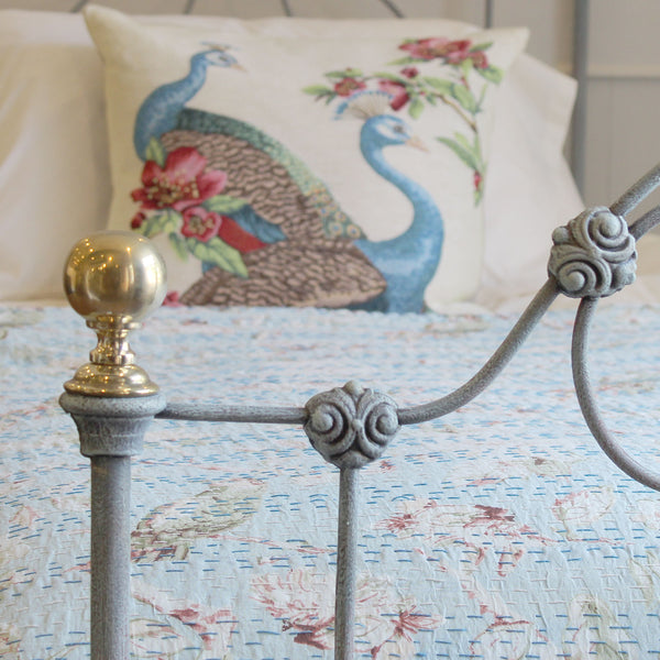 Single Antique Bed in Blue Verdigris