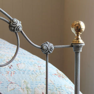 Single Antique Bed in Blue Verdigris