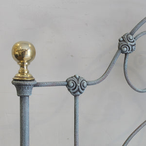 Single Antique Bed in Blue Verdigris