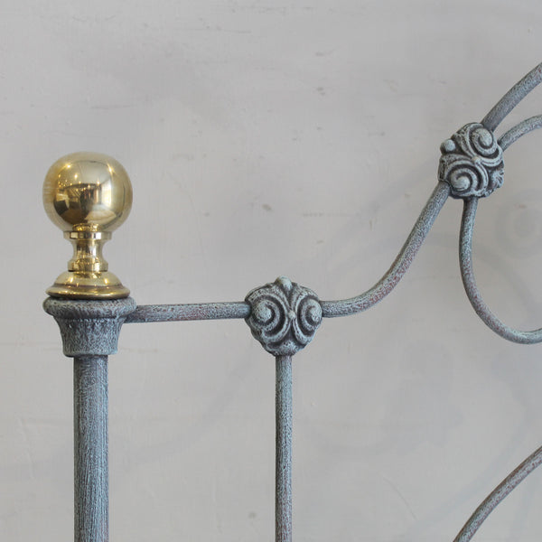 Single Antique Bed in Blue Verdigris