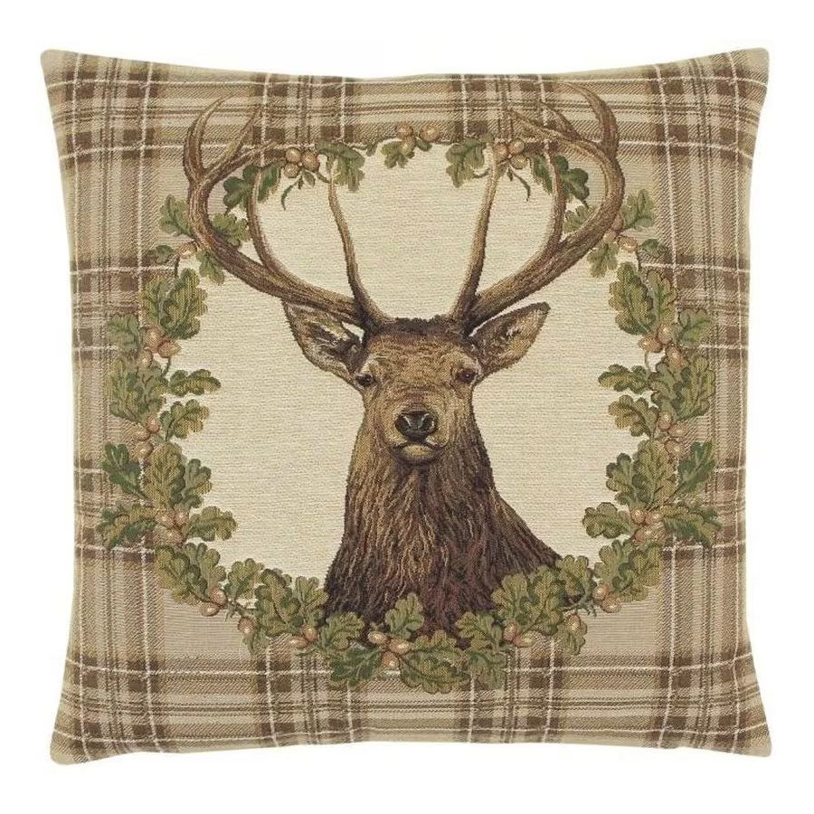 Stag Beige Tartan Cushion