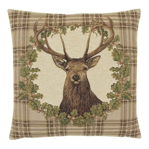 Stag Beige Tartan Cushion