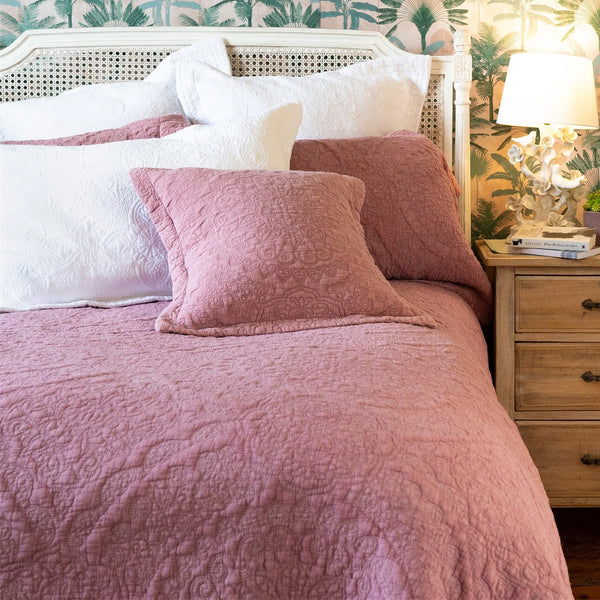 Stonewash Cotton Dark Pink Bedspread