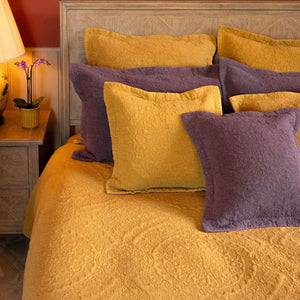 Stonewash Cotton Mustard Pillowshams and Cushions