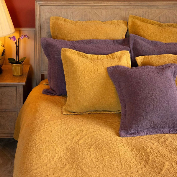 Stonewash Cotton Mustard Pillowshams and Cushions