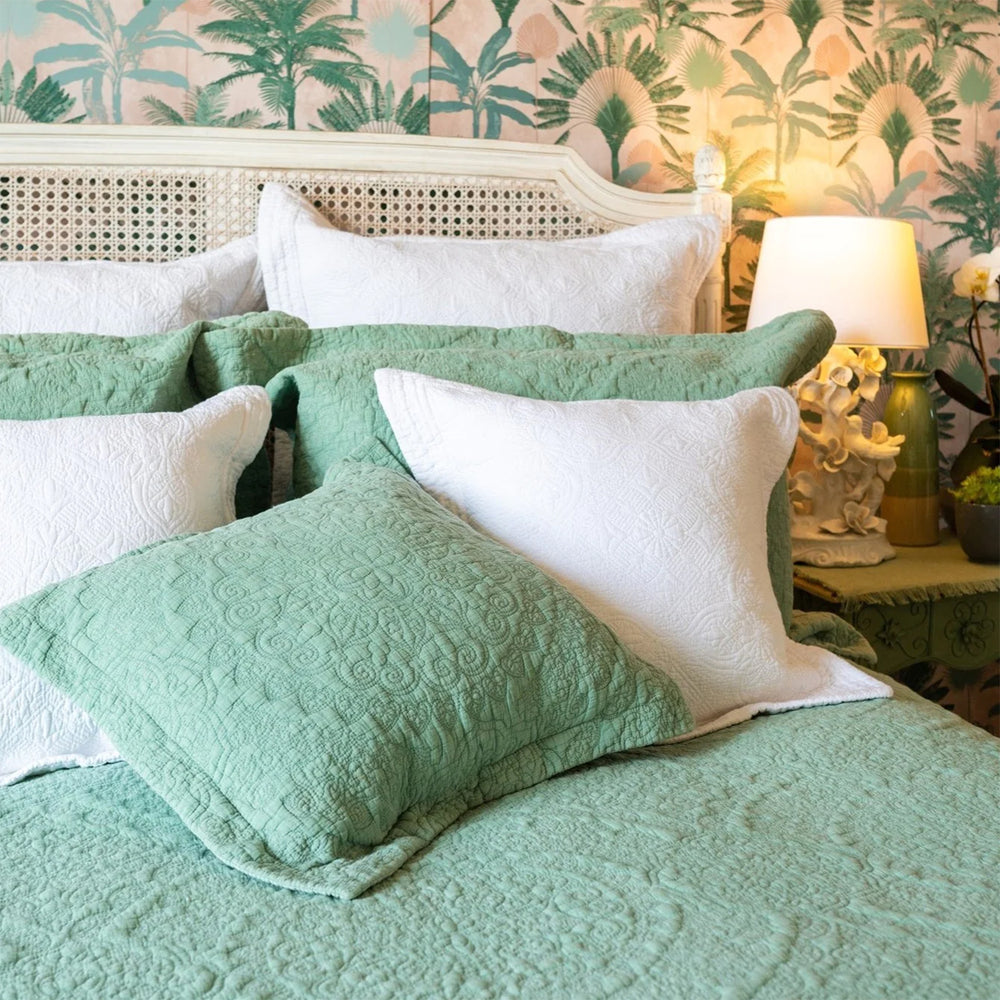 Stonewash Cotton Sage Green Bedspread