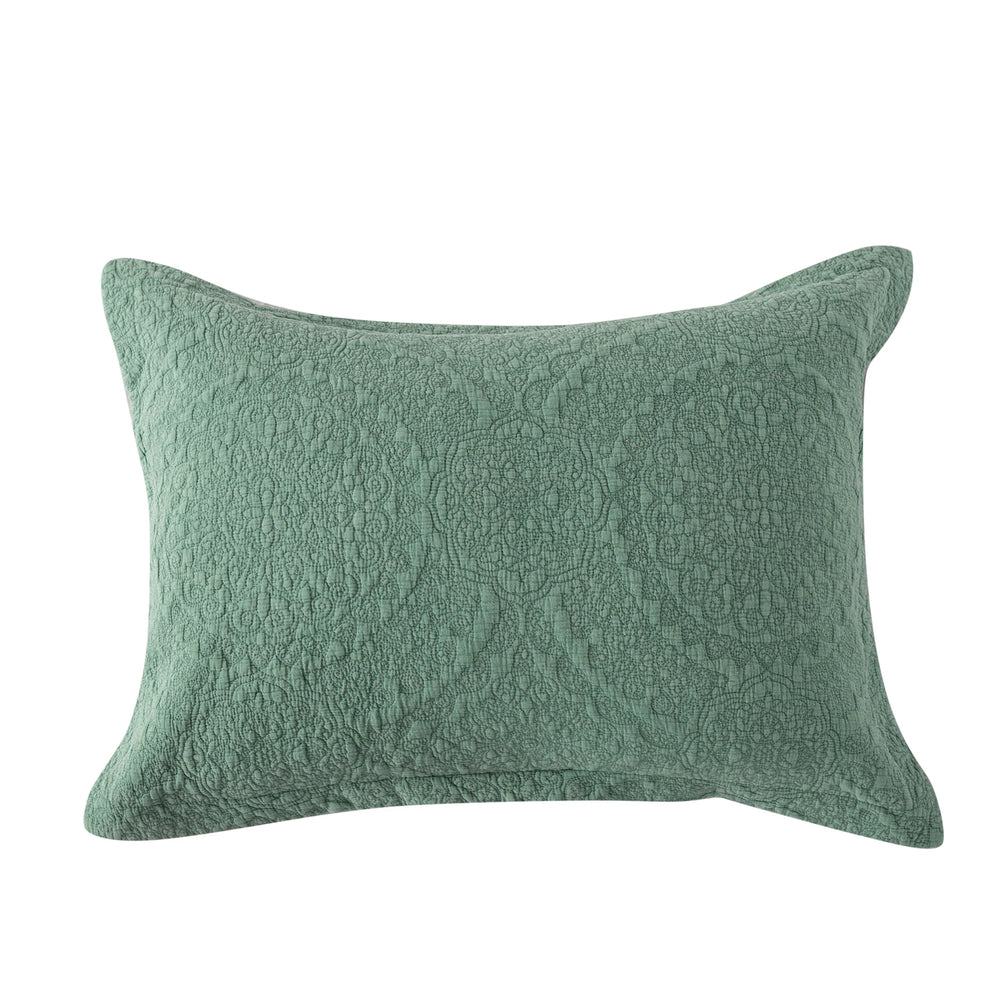 Stonewash Cotton Sage Green Pillowshams and Cushions