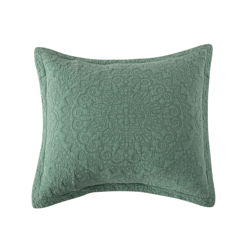 Stonewash Cotton Sage Green Pillowshams and Cushions