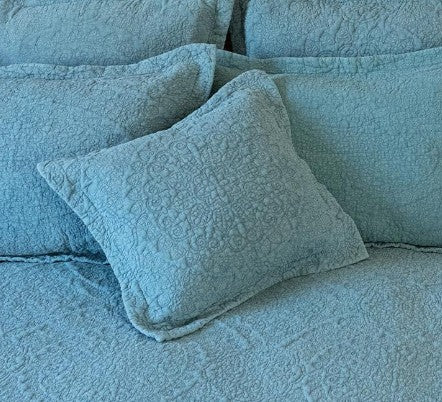 Stonewash Teal Blue Bedspread & Cushions
