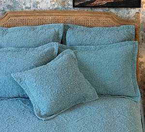 Stonewash Teal Blue Bedspread & Cushions