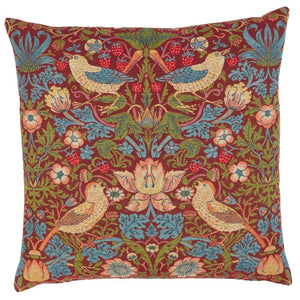 Strawberry Thief New Red Cushion