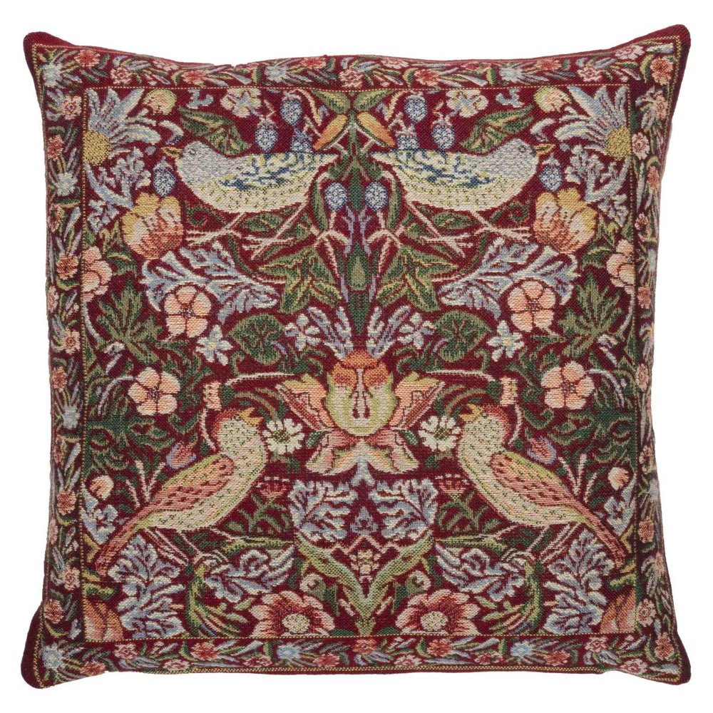 Strawberry Thief Regular Red Cushion