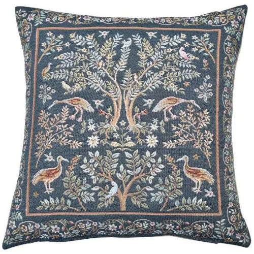 Birds and Trees Blue Cushion