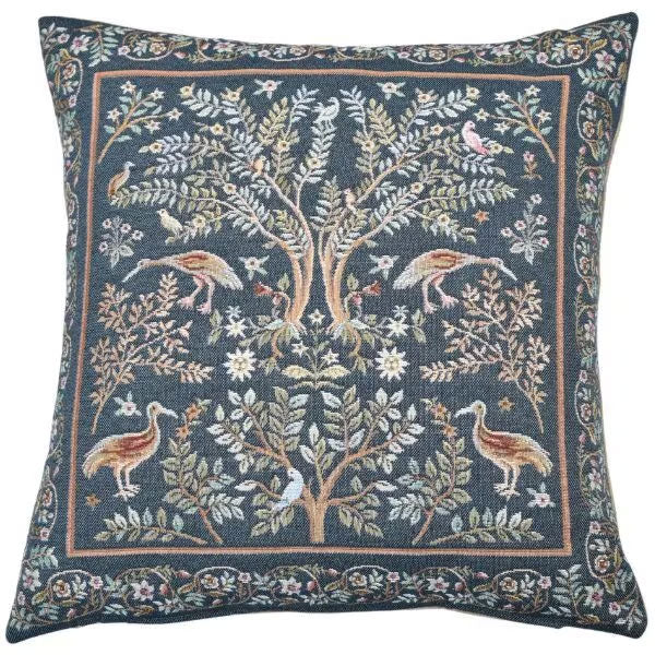 Birds and Trees Blue Cushion