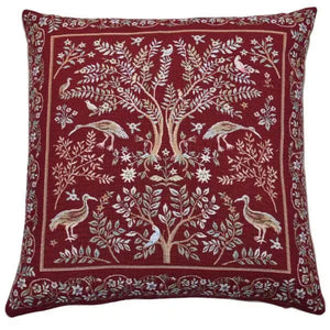 Birds and Trees Red Cushion