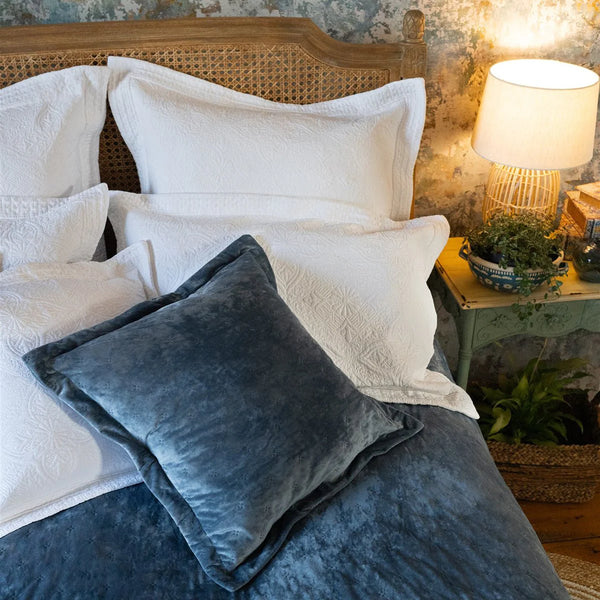 Clara Blue Velvet Bedspread