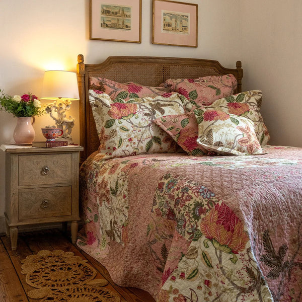 Constance Soft Pink Patchwork Pillows, Cushions and Pillowshams