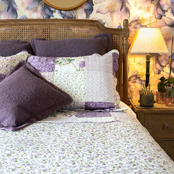 Melissa Lilac Patchwork Bedspread