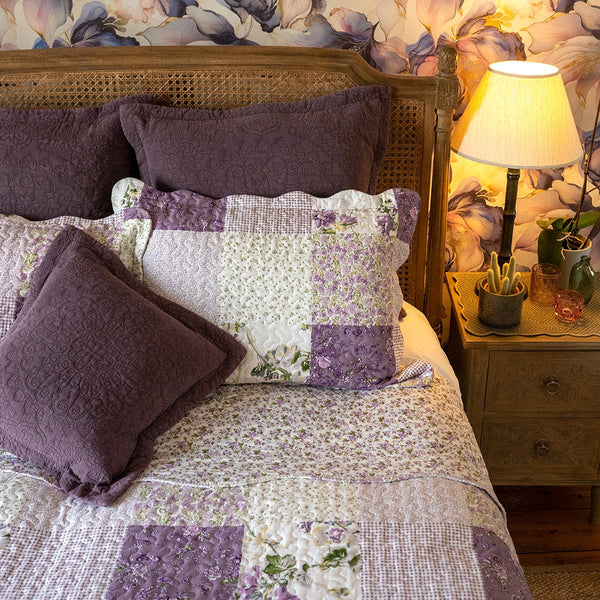 Melissa Lilac Patchwork Bedspread