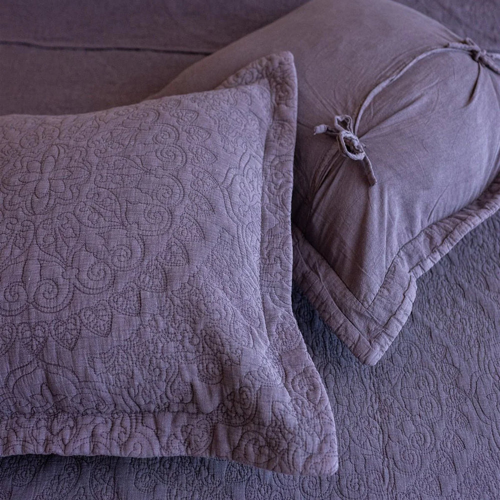 Stonewash Cotton Plum Pillowshams and Cushions
