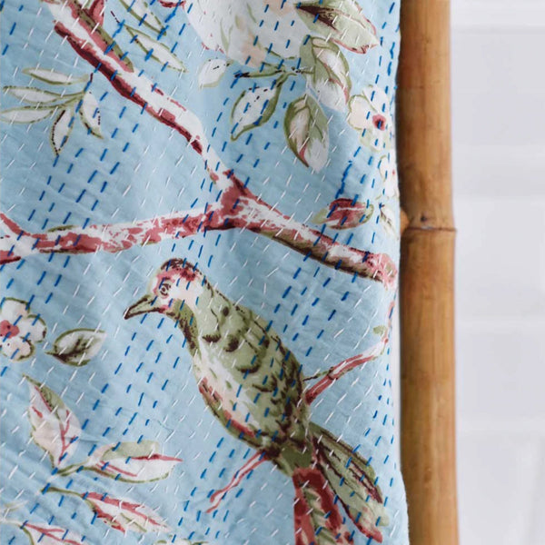 Kantha Throw - Blue Blossom