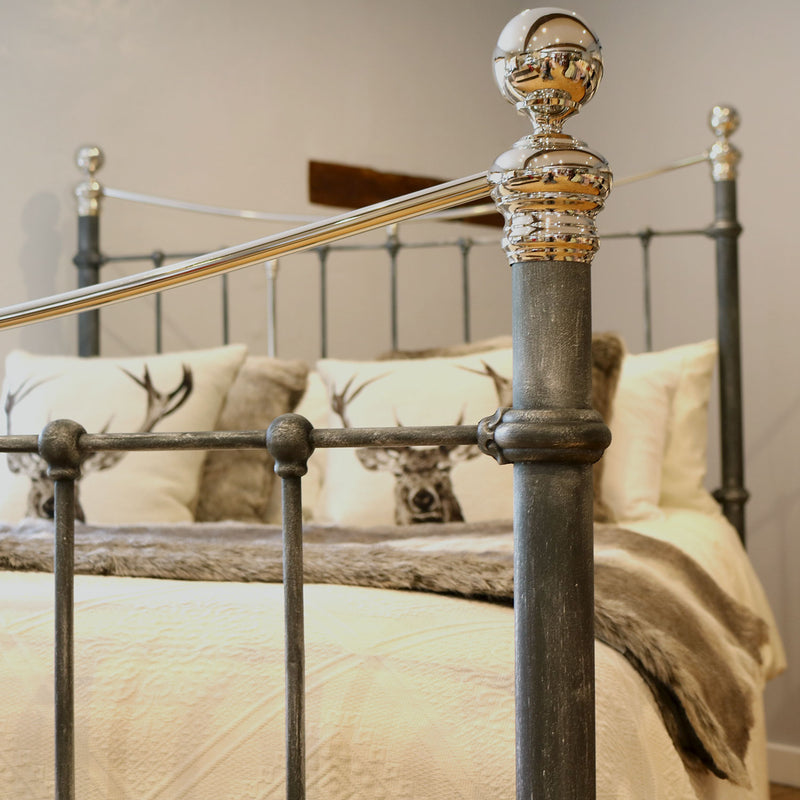 King Bed in Charcoal & Nickel MK241